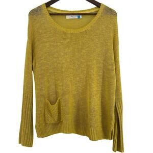 Sparrow By Anthropologie Sweater Yellow Open Knit Medium Coastal Fisherman Boho